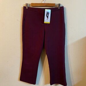 MAX & MIA SMALL MISSY BURGUNDY CAPRI DRESS PANTS